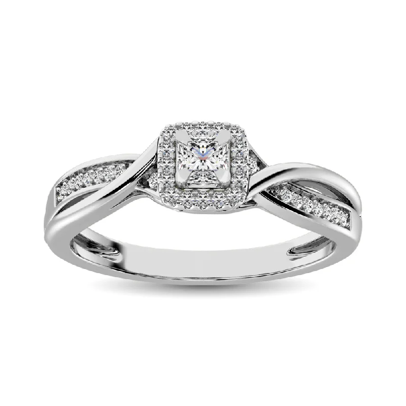 three-stone ladies ring-Diamond 1/6 Ct.Tw. Promise Ring in 10K White Gold