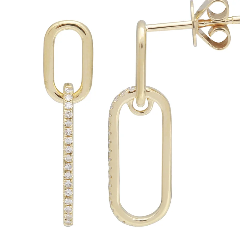 unique statement ladies earrings-MELISSA GOLD LINK DIAMOND DROP EARRINGS