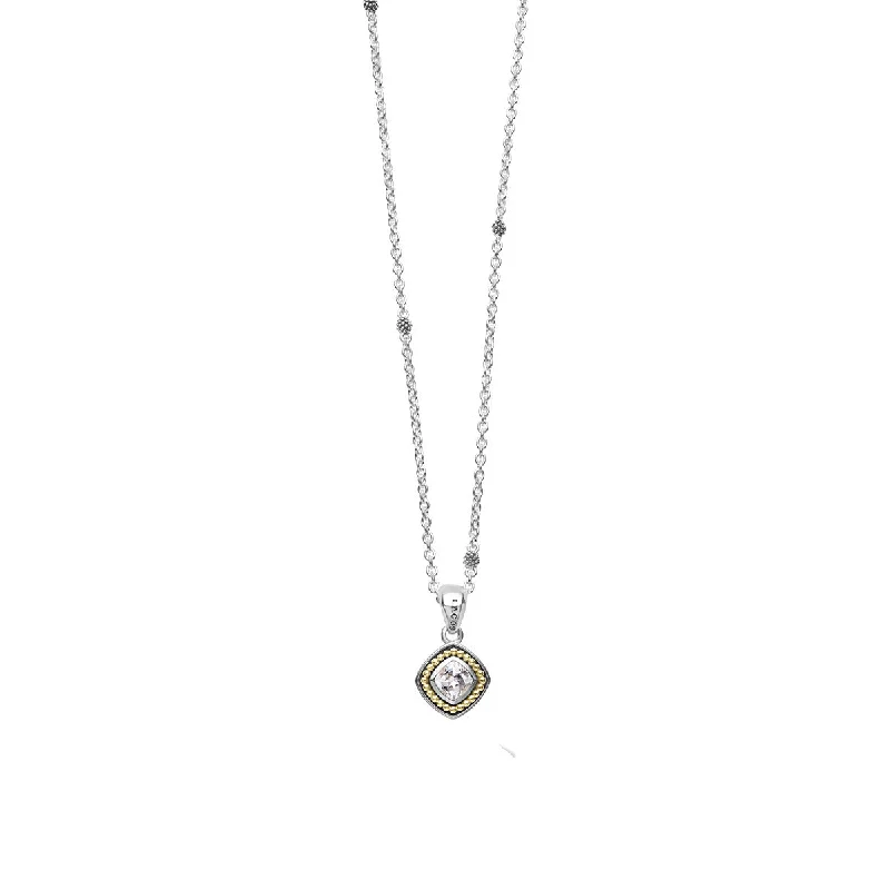 classic solitaire ladies necklace-White Topaz Pendant Necklace