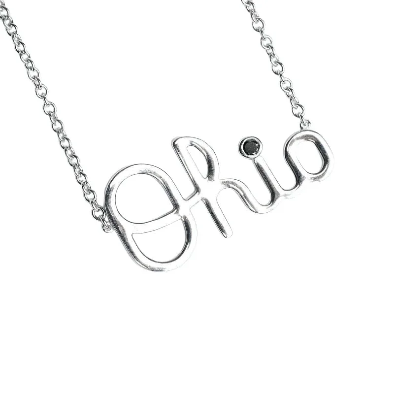 moon and star ladies necklace-OSU Script Ohio Necklace with Black Diamond Accent