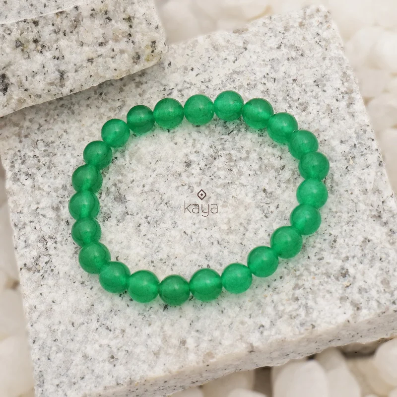 cubic zirconia ladies bracelets & bangles-Green Jade Stone Bracelet - SH100339