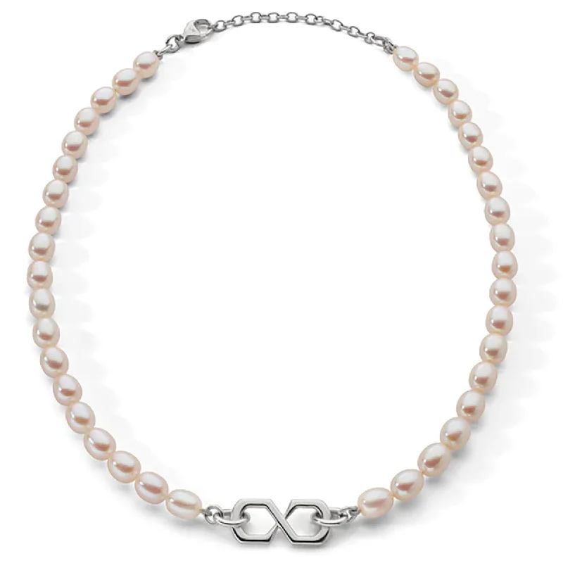 oval-cut ladies necklace-The Symbol Pearl Infinity Necklace