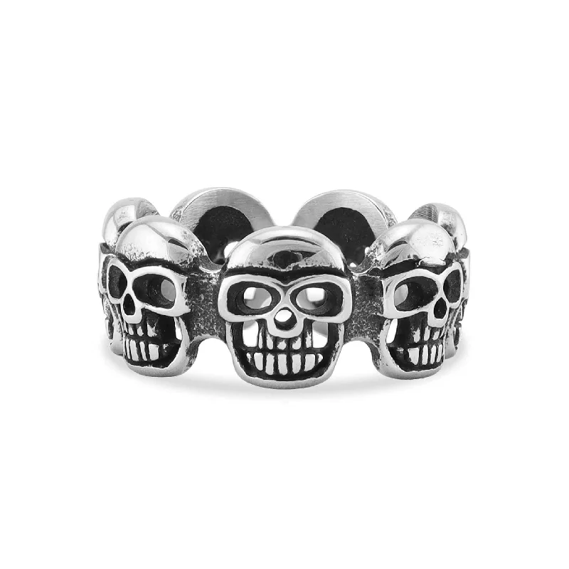 birth month ladies ring-Stainless Steel Polished Multi Skull Ring / SCR3041