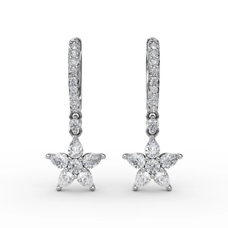 gothic-style ladies earrings-Catalina Diamond Star Drop Earrings ER4972