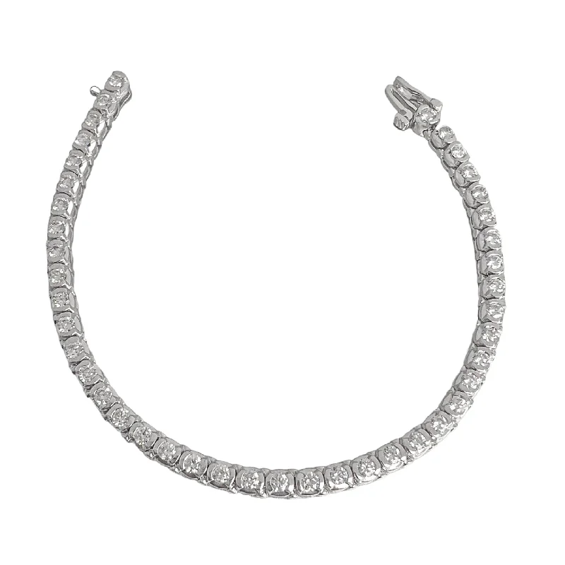 adjustable ladies bracelets & bangles-14k White Gold 42 Stone Diamond Tennis Bracelet 2.95ctw G SI1 7.00" 16.7g