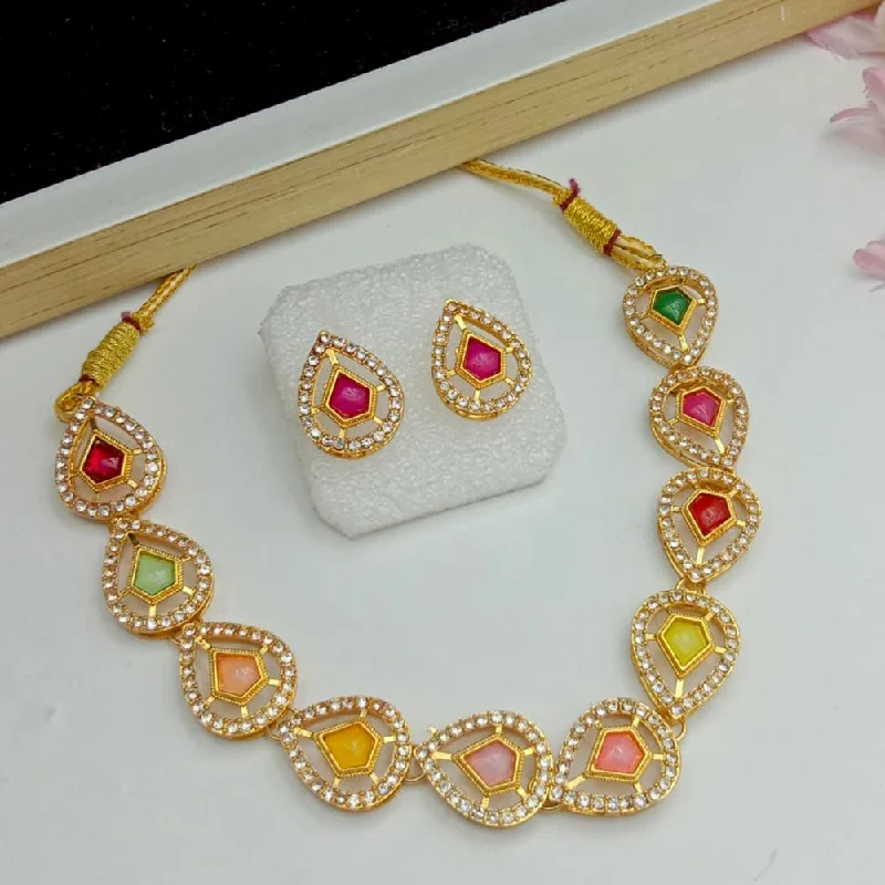 butterfly pendant ladies necklace-SP Jewellery Gold Plated Crystal Stone Necklace Set