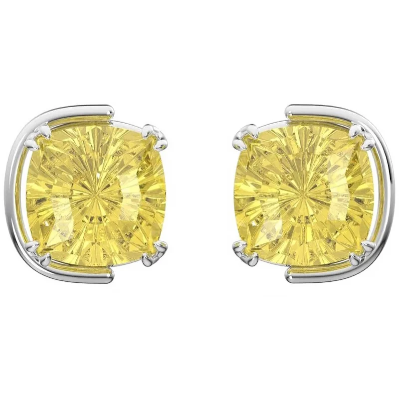 designer luxury ladies earrings-Swarovski Women's Earrings - Harmonia Yellow Cushion Cut Crystals Stud | 5616511