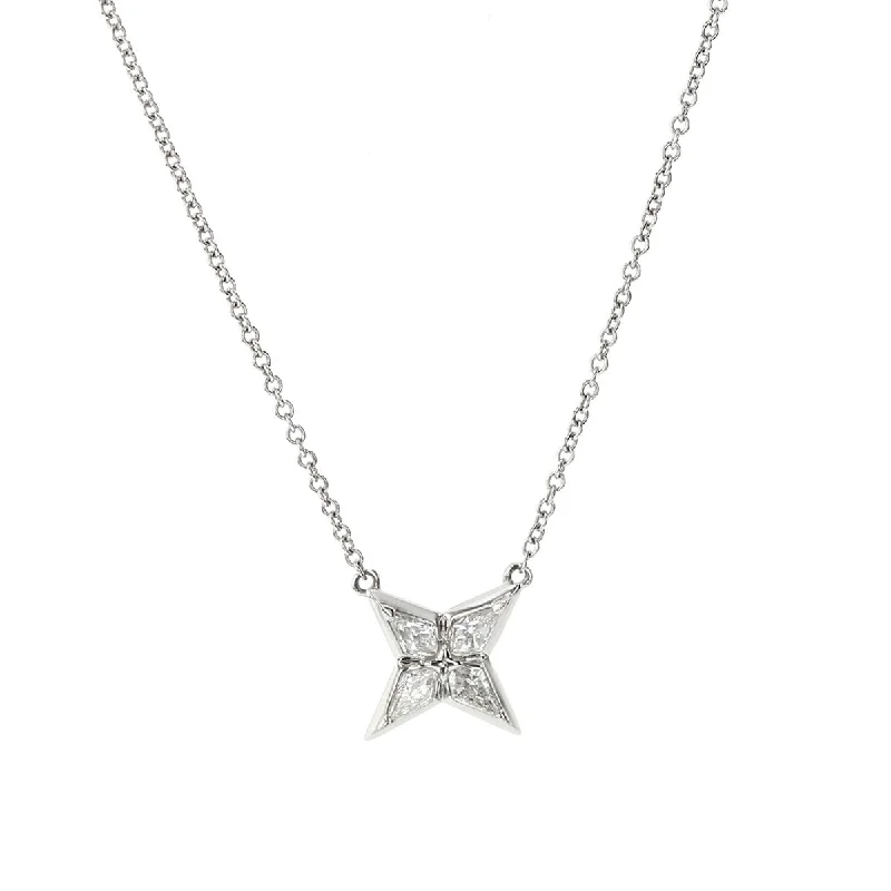 geometric shape ladies necklace-French-cut Diamond Pendant Necklace