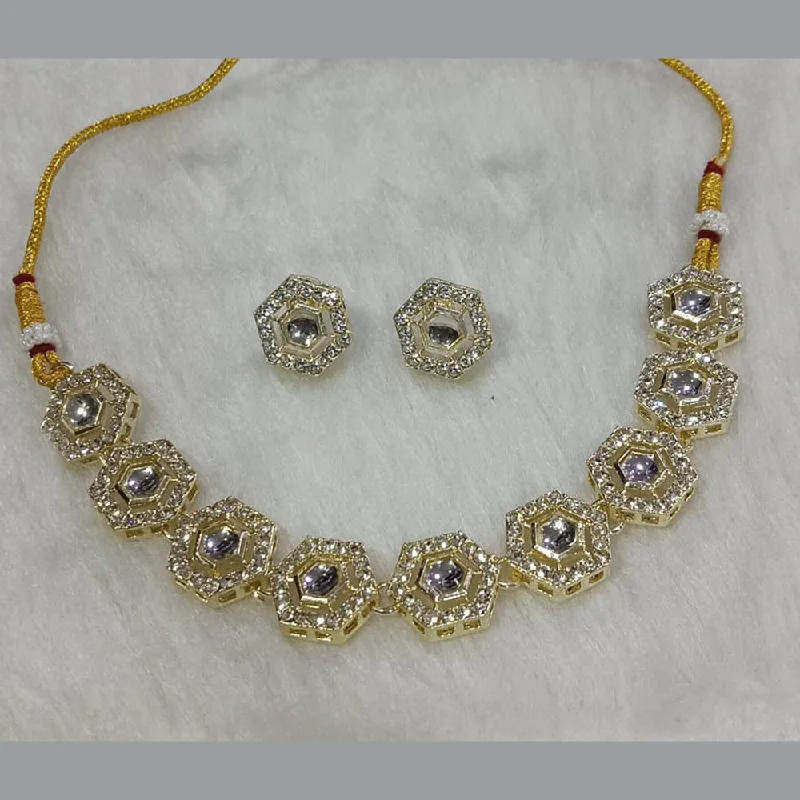 elegant evening ladies necklace-Manisha Jewellery  Gold Plated Crystal Stone Necklace Set