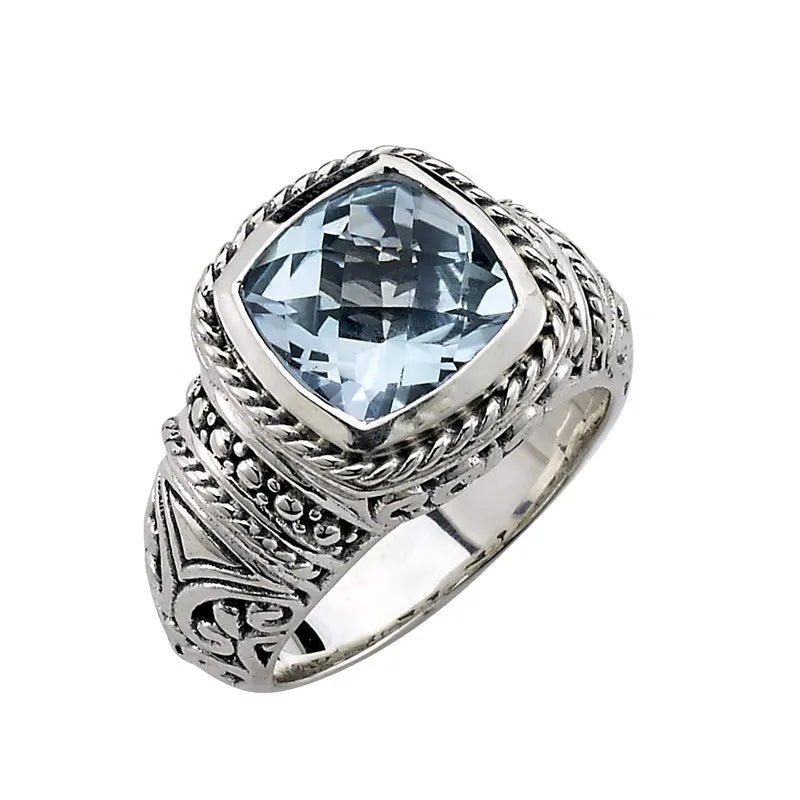 silver ladies ring-Honesty Ring- Blue Topaz