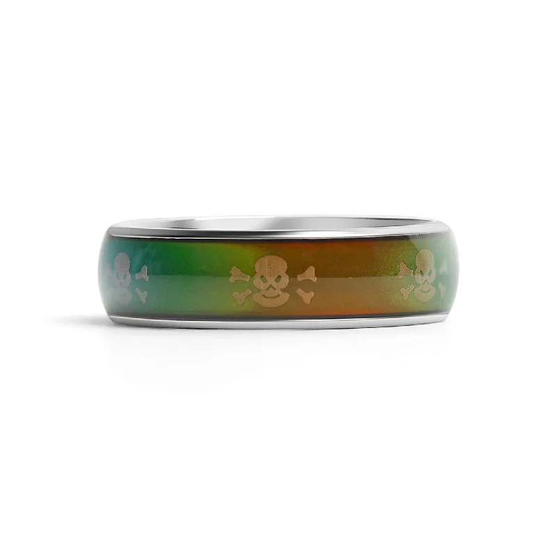 casual ladies ring-Mood Band With Skull And Crossbones Stainless Steel Ring / CFR9012