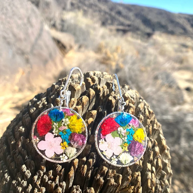 luxury designer brand ladies earrings-Multi-Colored Botanical Flower Garden Earrings - BG23