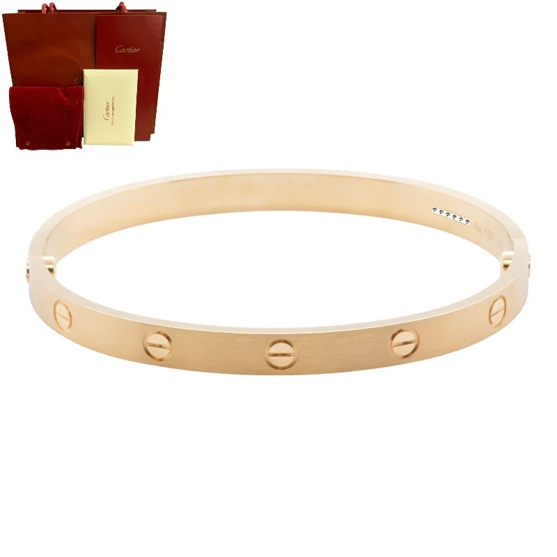 ruby ladies bracelets & bangles-2024 NEW STYLE Cartier Love BRUSHED 18k Yellow Gold Bracelet SZ 19 BAG BOX CERT