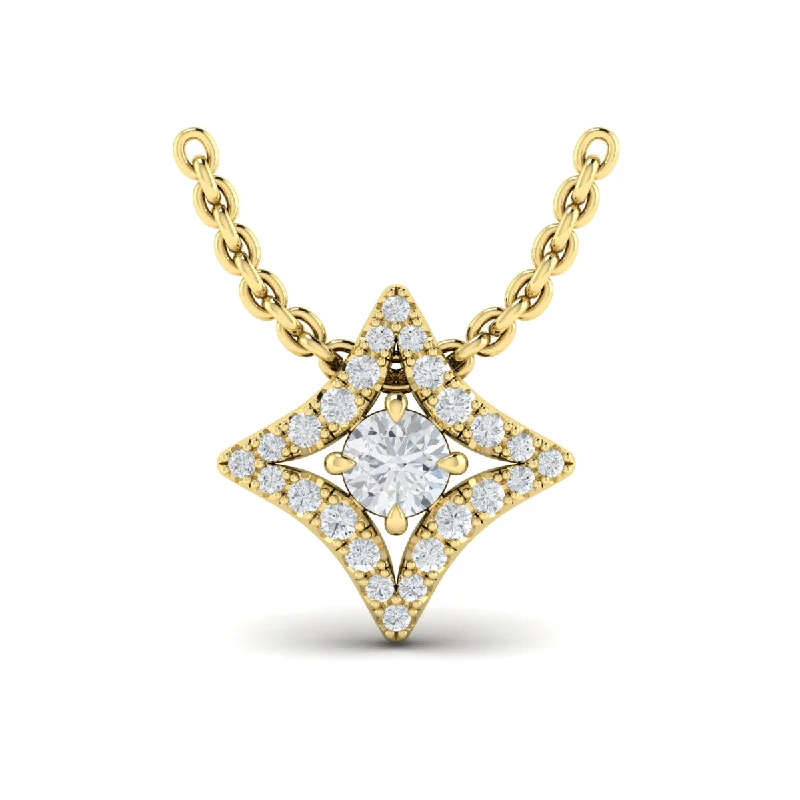 high-end gemstone ladies necklace-Vlora Estrella 14k Yellow Gold and Diamond Necklace VP60210Y