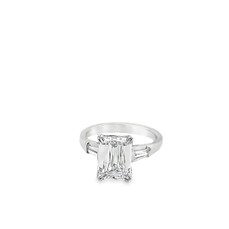 eco-friendly gold ladies engagement rings-Christopher Designs Emerald Cut & Tapered Baguette Lab Grown Pre-Set Diamond Engagement Ring