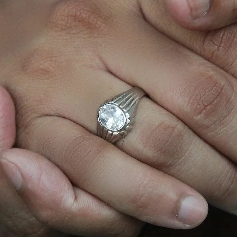 casual ladies ring-Single Stone Silver Ring For Men