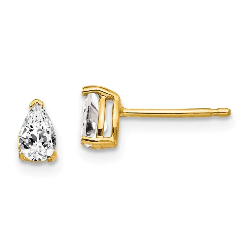 luxury designer brand ladies earrings-14k 5x3mm Pear Cubic Zirconia Earrings