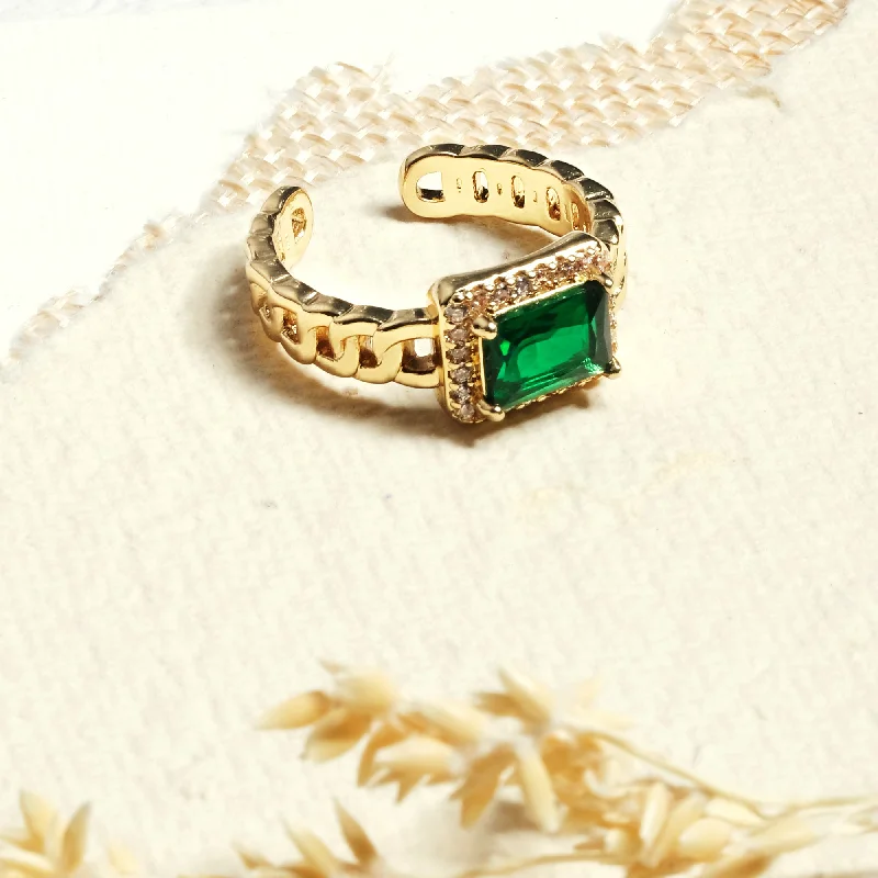 open band ladies ring-Emerald Stone Ring