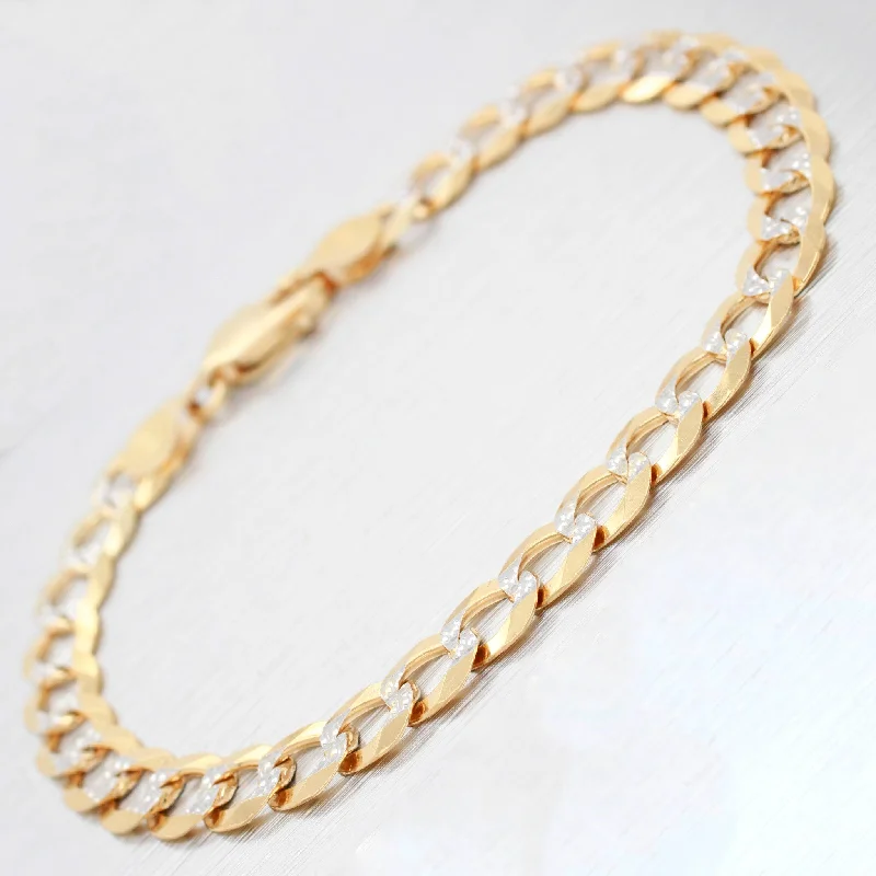 celestial-themed ladies bracelets & bangles-Solid 14k Yellow Gold Diamond-Cut Curb Link Chain Bracelet - 7.50"