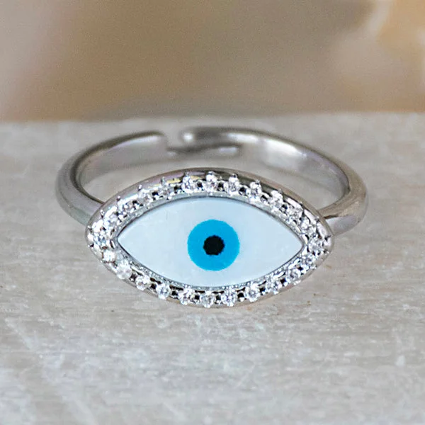 gothic style ladies ring-Eye-Shaped Studded Evil Eye Ring