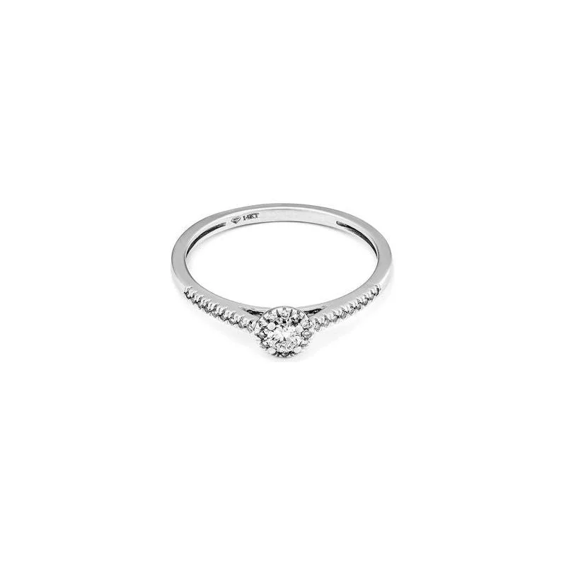 geometric design ladies engagement rings-14k White Gold Diamond Halo Engagement Ring