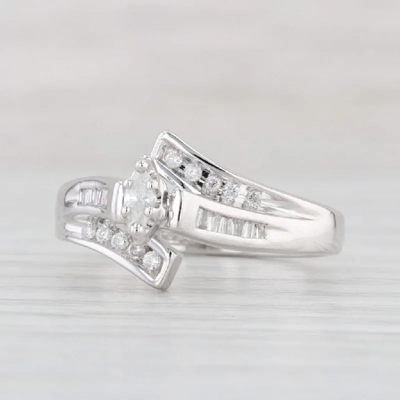 pave setting ladies engagement rings-0.23ctw Diamond Engagement Ring 14k White Gold Size 7 Bridal