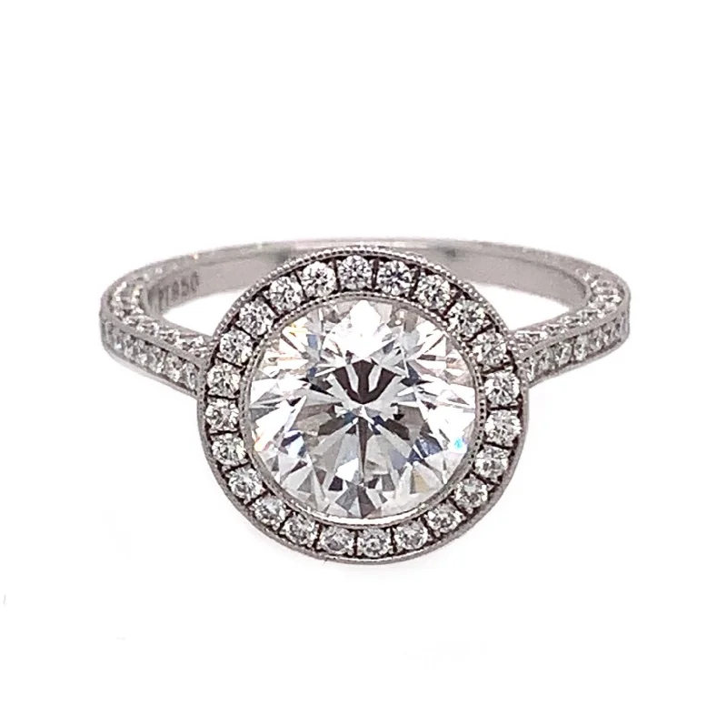 baroque-inspired ladies engagement rings-Micro-Pave Round Diamond Engagement Ring