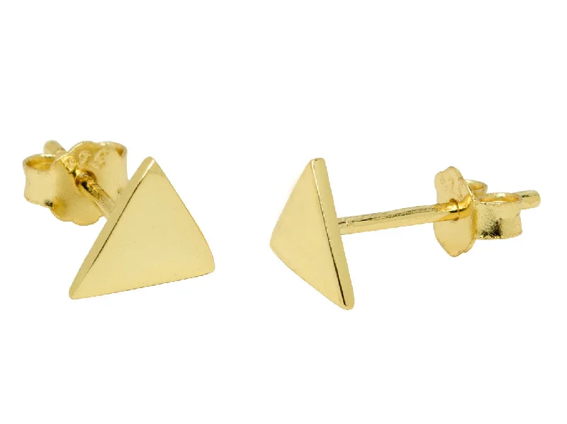 teardrop ladies earrings-Tiny Gold Triangle Stud Earrings