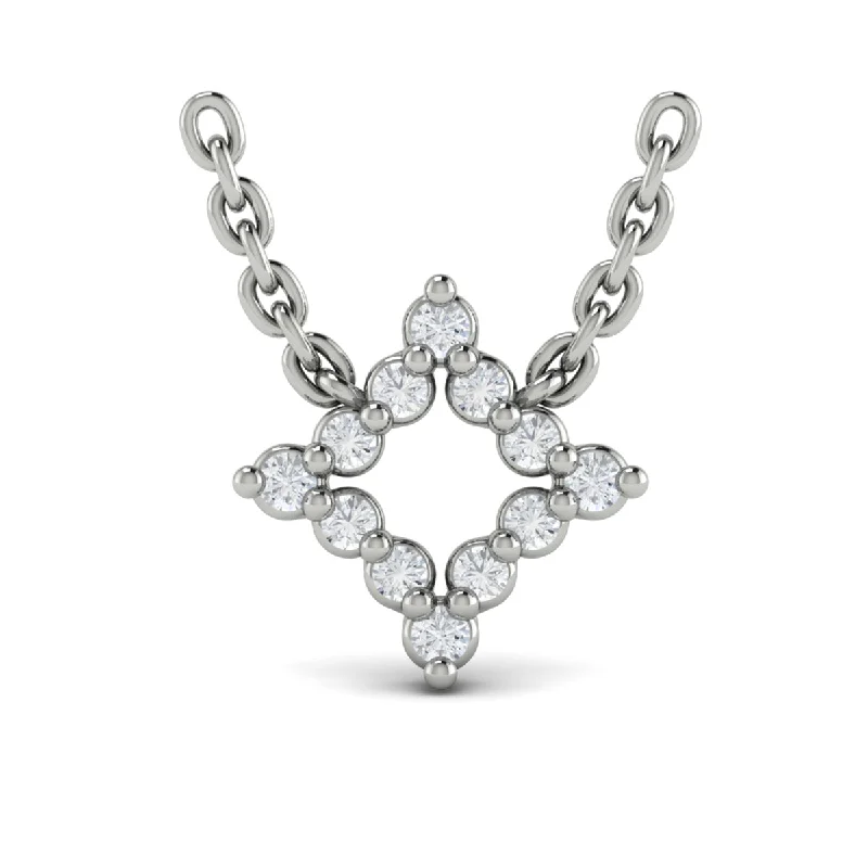 diamond heart ladies necklace-Vlora Besito 14k White Gold and Diamond Necklace VP60095