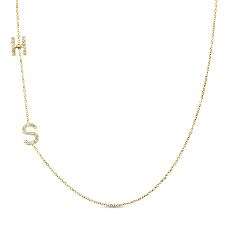 ruby ladies necklace-Diamond Asymmetrical Initial Necklace