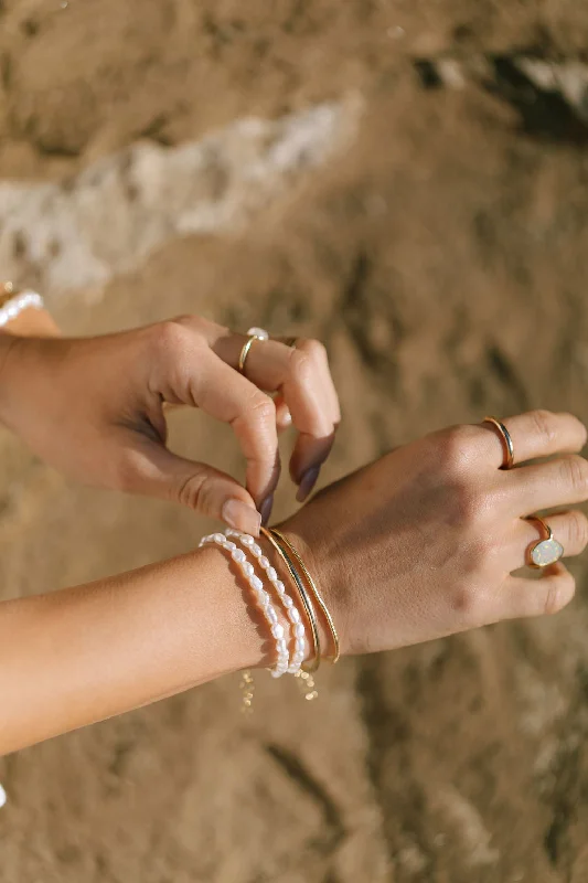 beaded ladies bracelets & bangles-Dainty White Pearl Bracelet - Maile