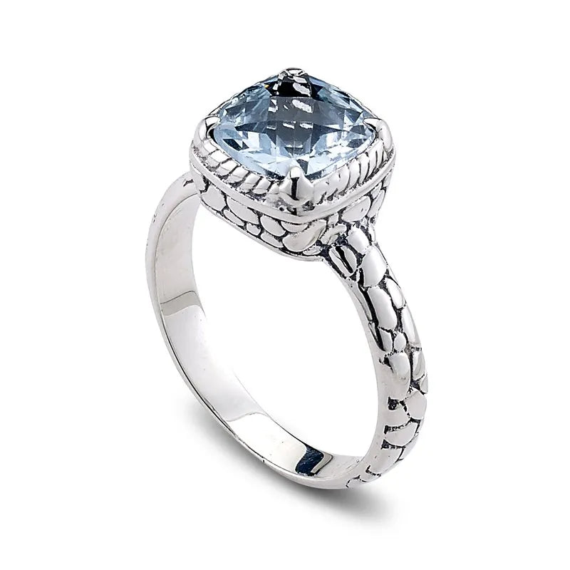 thin band ladies ring-Segara Ring- Blue Topaz