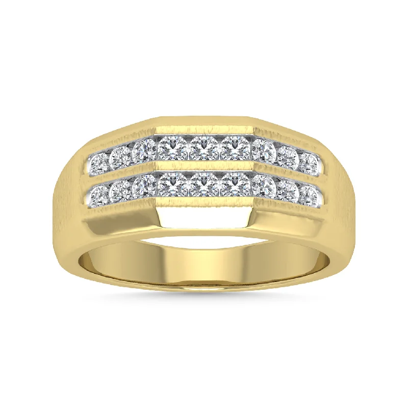 retro style ladies ring-Diamond 1/2 Ct.Tw. Mens Fashion Ring in 14K Yellow Gold