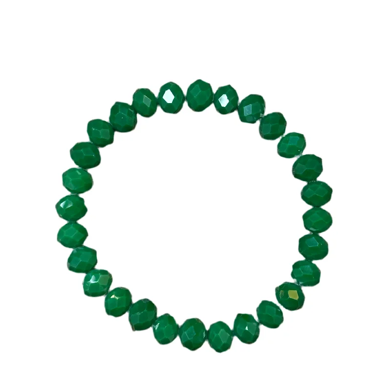 marquise cut ladies bracelets & bangles-Dark Emerald Green Faceted Rondelle 8mm Bracelet