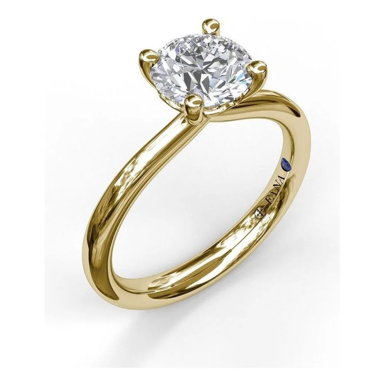 silver ladies engagement rings-Fana 14K Yellow Gold Tapered Solitaire Engagement Ring