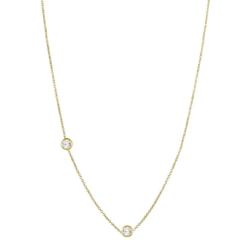 elegant wedding ladies necklace-Double Diamond Necklace