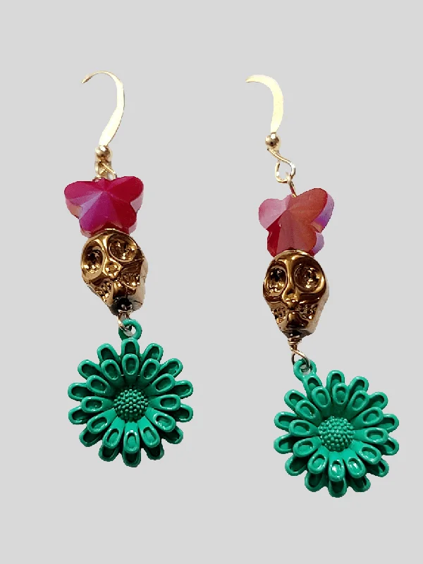 birth month gemstone ladies earrings-Muertos y Mariposa Earrings