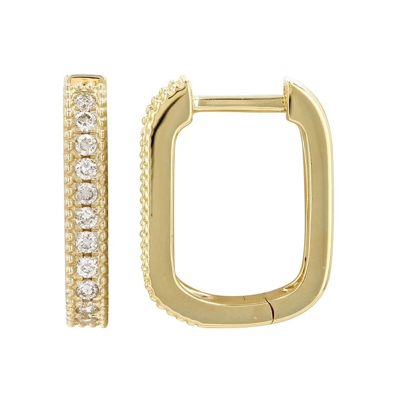 modern bar ladies earrings-FORD DIAMOND  RECTANGLE HOOP EARRINGS