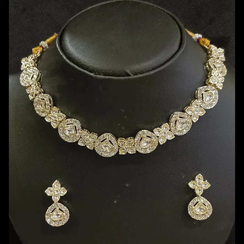 summer beach ladies necklace-Manisha Jewellery  Gold Plated Crystal Stone Necklace Set