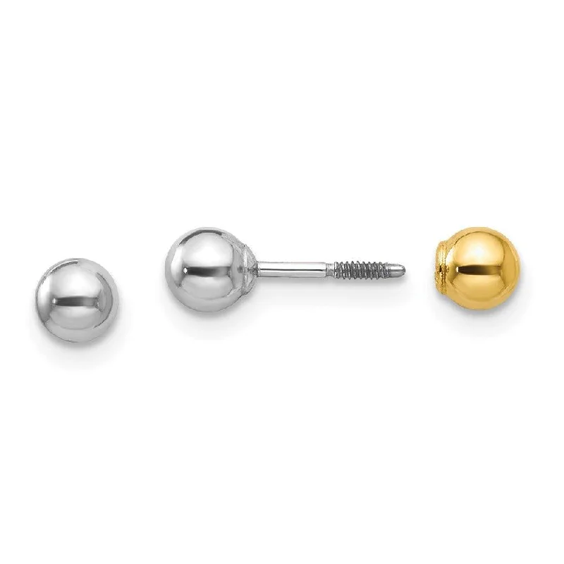 celestial-themed ladies earrings-Madi K Kid's 14k Two-tone  Reversible 4mm Ball Earrings