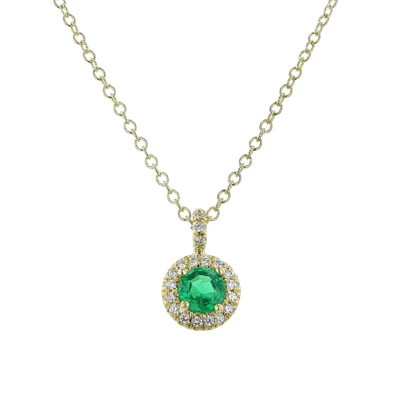 choker ladies necklace-Emerald Halo Pendant Necklace