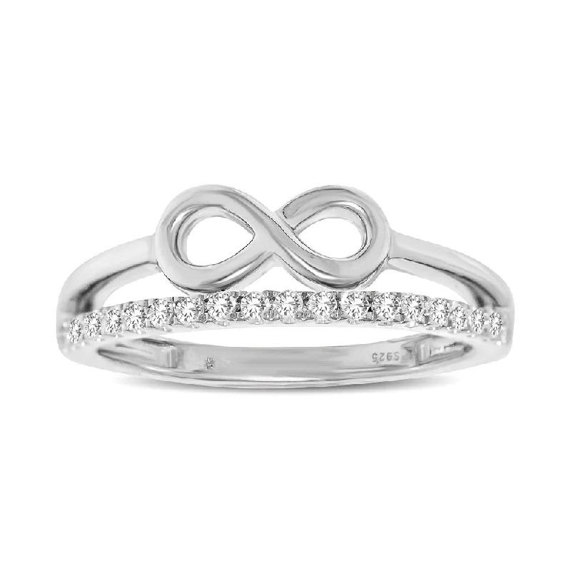 minimalist silver ladies ring-10K White Gold 1/5 Ctw Diamond Infinity Ring