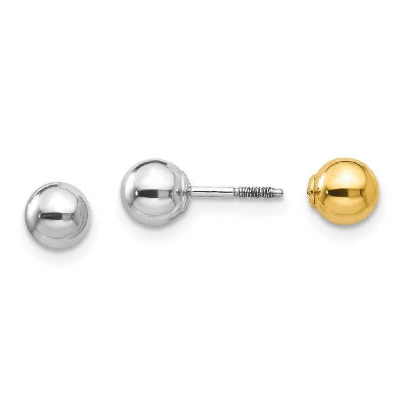 diamond ladies earrings-Madi K Kid's 14k Two-tone  Reversible 5mm Ball Earrings