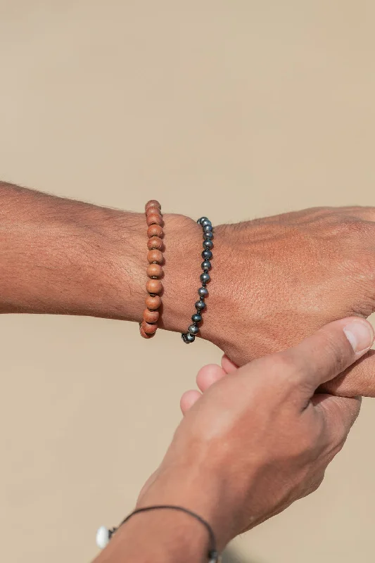 yellow gold delicate ladies bracelets & bangles-Stretchy Unisex Sandalwood Bracelet - Kawikani