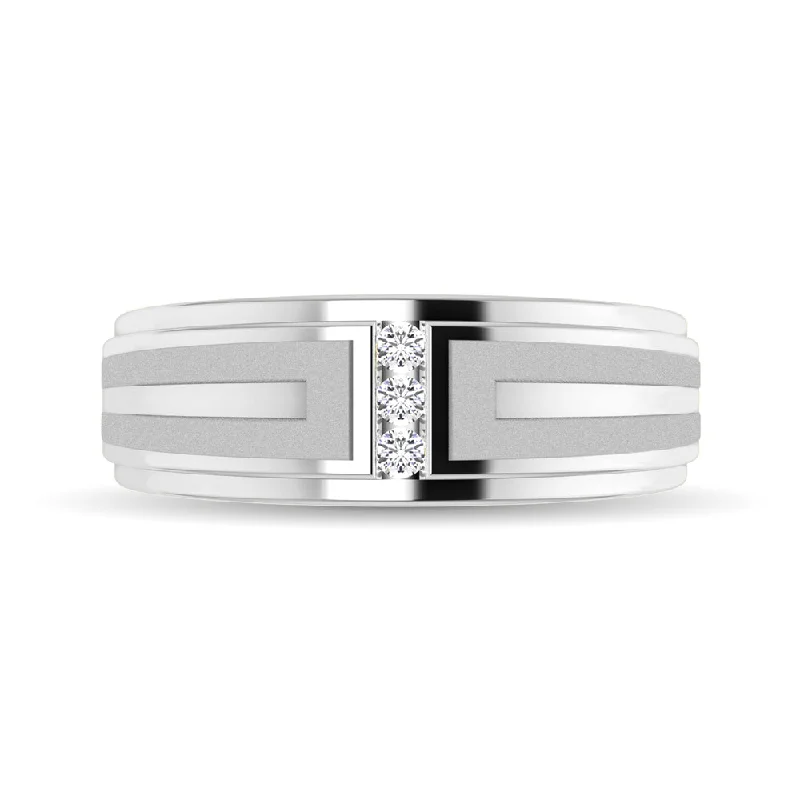 minimalist silver ladies ring-10K White Gold 1/10 Ct.Tw. Diamond Men's Ring