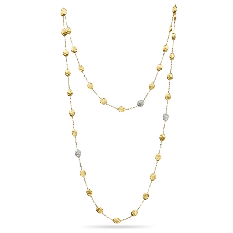 minimalist ladies necklace-18K Yellow Gold and Diamond Large Bead Long Necklace