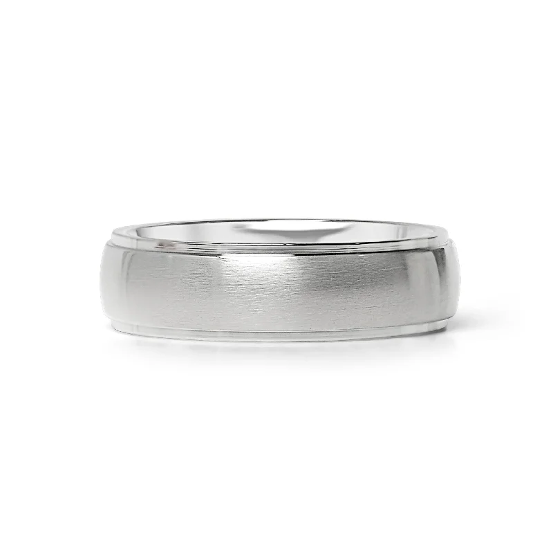 antique style ladies ring-Stainless Steel Blank Ring Wide Brushed Center Polished Edge / CFR0001