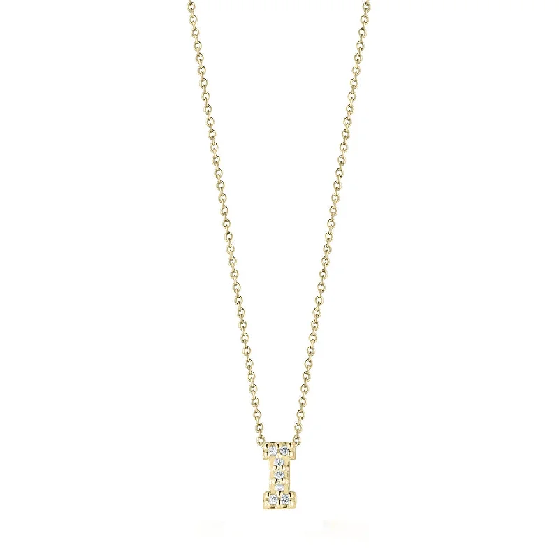 dainty chain ladies necklace-18K Yellow Gold Tiny Treasures Diamond Love Letter I Necklace