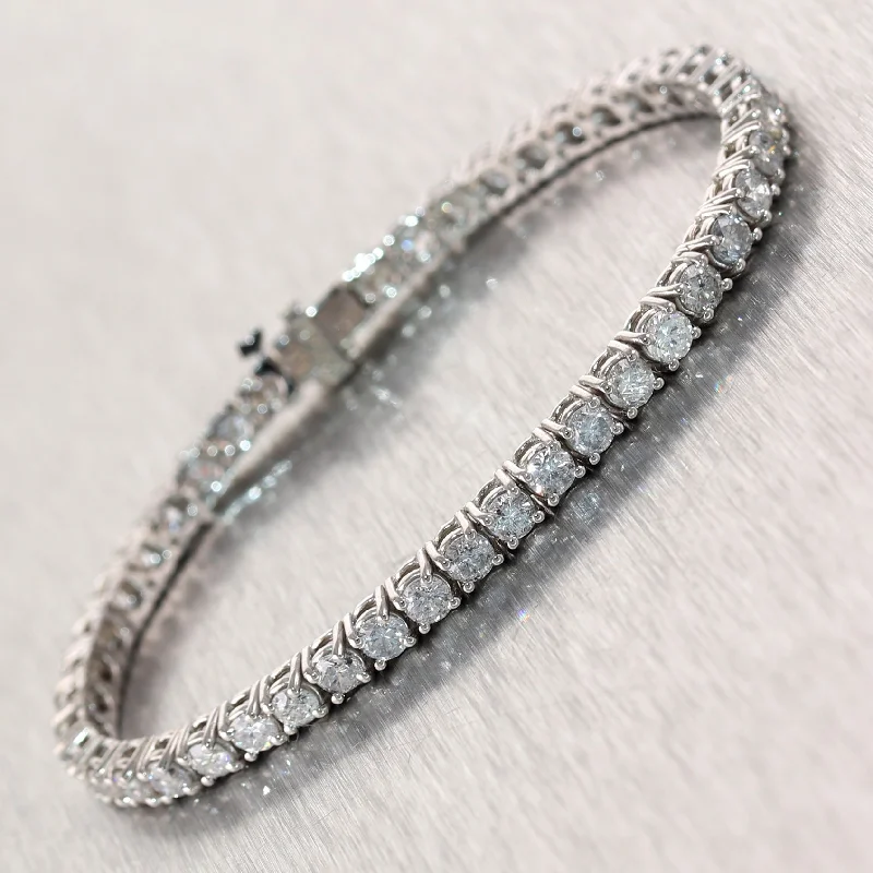 cubic zirconia ladies bracelets & bangles-Modern 14k White Gold 8.03ctw Diamond Tennis Bracelet