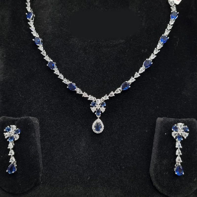 marquise cut ladies necklace-Lucentarts Jewellery Silver Plated Crystal Stone Necklace Set